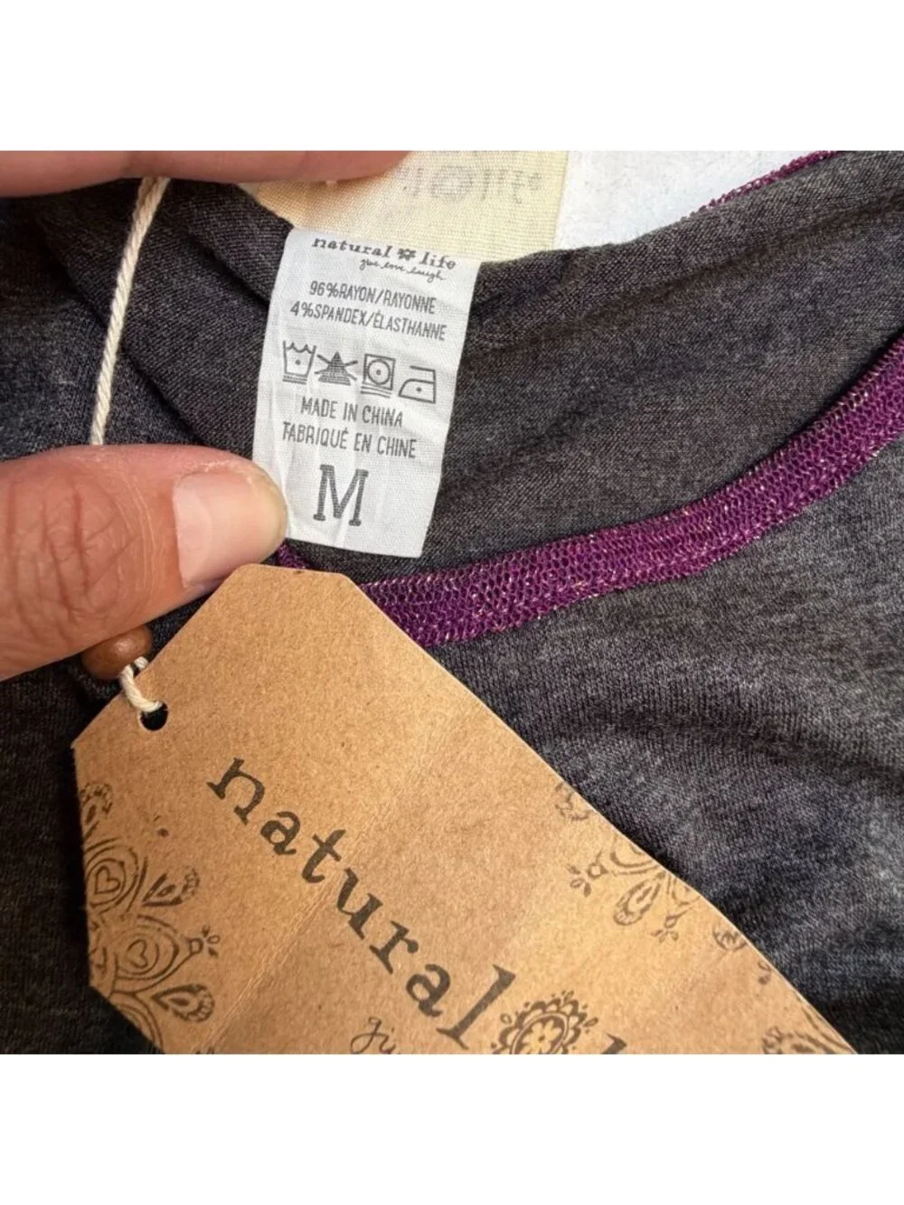 Natural Life Knit Dress Womens Medium Grey Purple Metallic Trim NEW Slip Y2K